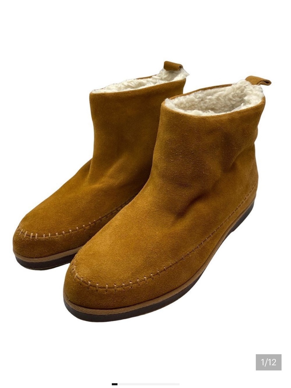 Steve Madden Tommy Leather Sherpa Lined Boots Booties Size 8 Tan Cognac